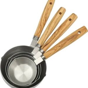 New in Packaging Pioneer Woman Stainless Steel Measuring Cups Wooden Handles